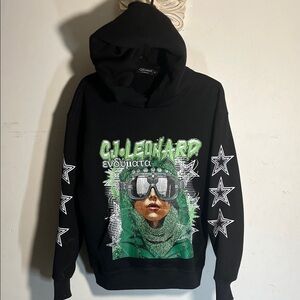 CJ Leonard Sz M 2 Sided Sweatshirt Hoodie